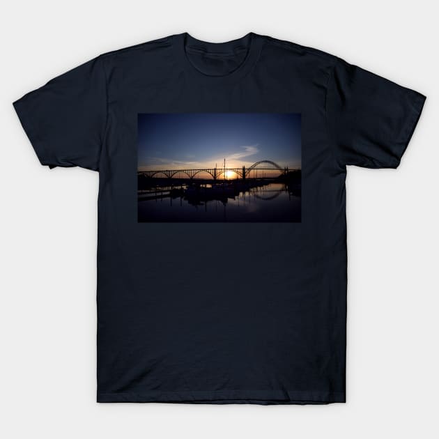 Yaquina Bay Sunset T-Shirt by DeniseBruchmanPhotography